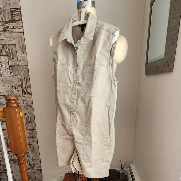 BANANA REPUBLIC Twill Mini Romper Size S Petite - Picture 6 of 7